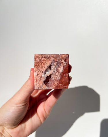 Pink Agate Cube (corner self-stand) #2
